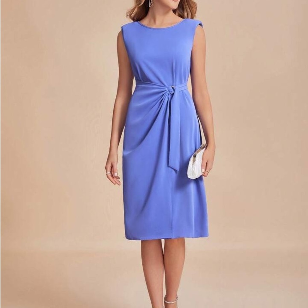 [S] NEW Nymph Korea Women's Wrap Tie Front Maxi Bodycon Dress Blue Small